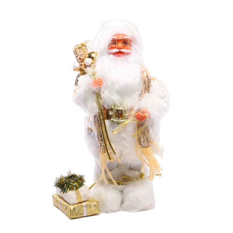MUÑECO DE PAPA NOEL BLANCO Y DORADO 30CM