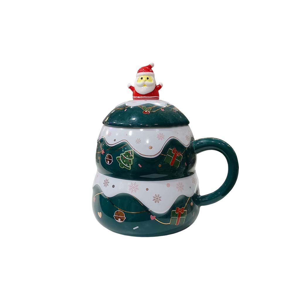 TAZA NAVIDEÑA VERDE 7.8X9.5CM