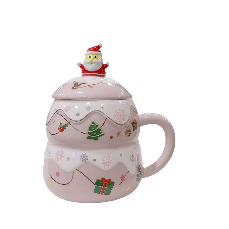 TAZA NAVIDEÑA ROSA 7.8X9.5CM