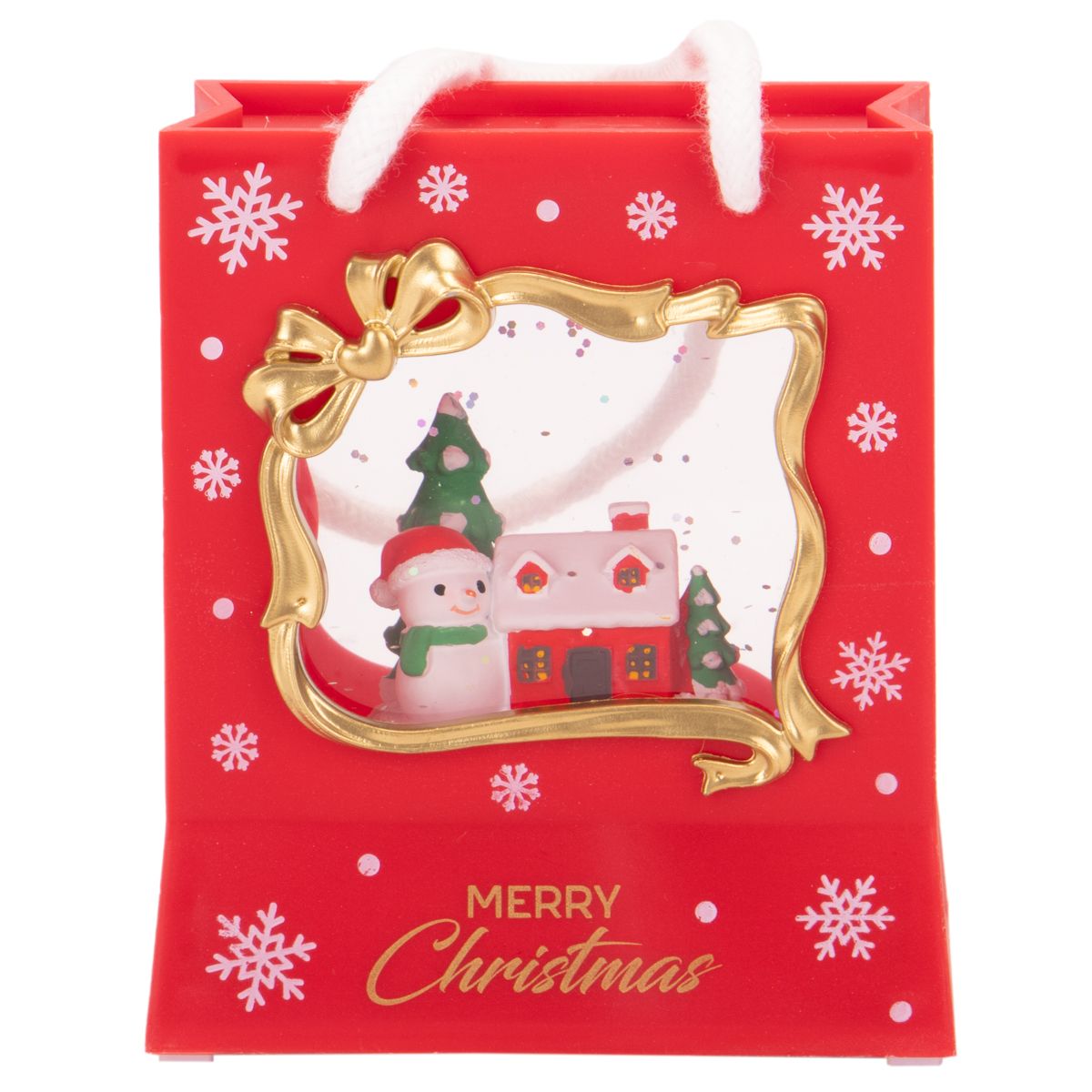 BOLSO CON LUZ Y MUSICA ESCENARIO NAVIDEÑO 11CMX 10CM