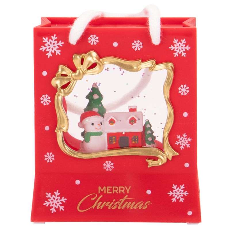 BOLSO CON LUZ Y MUSICA ESCENARIO NAVIDEÑO 11CMX 10CM