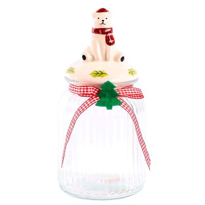 POTE NAVIDEÑO 10.8X22CM 1100ML DE VIDRIO