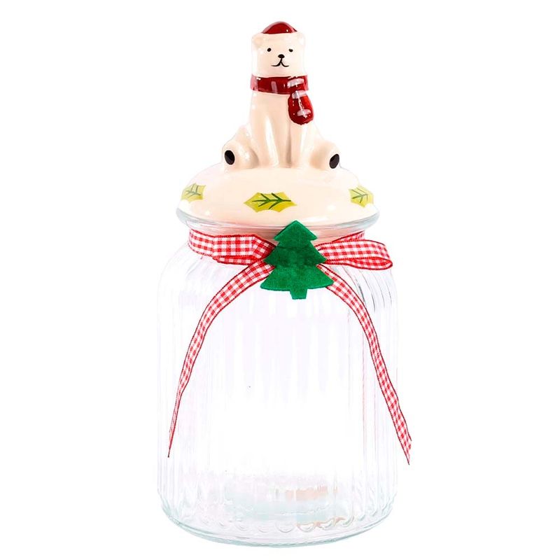 POTE NAVIDEÑO 10.8X22CM 1100ML DE VIDRIO