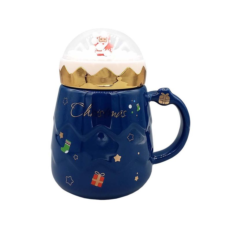 TAZA NAVIDEÑA AZUL 6.6X14CM 500ML