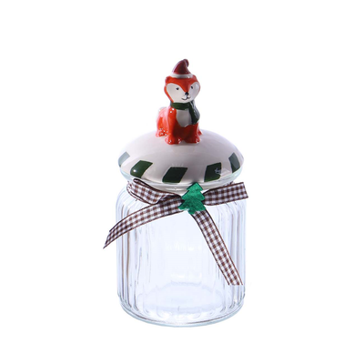 POTE NAVIDEÑO DE VIDRIO 7.7X14CM 300ML