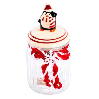 POTE NAVIDEÑO 10.8X22CM 1100 ML DE VIDRIO