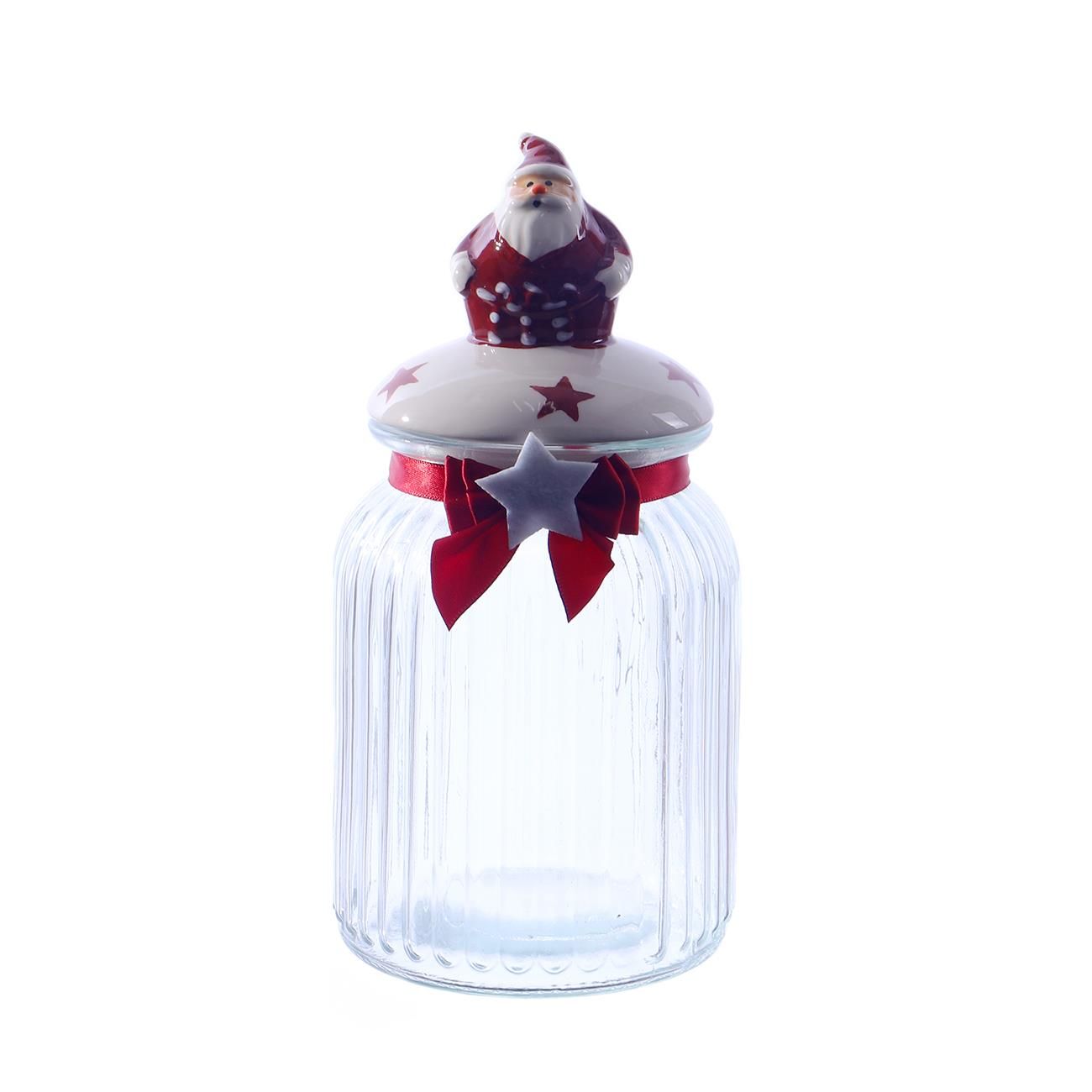POTE NAVIDEÑO DE VIDRIO 10.8X22CM 1100ML