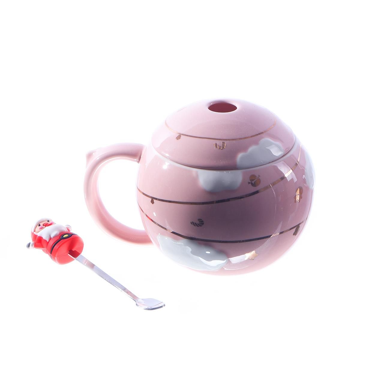 TAZA NAVIDEÑA ROSA 8X7.7CM 400ML