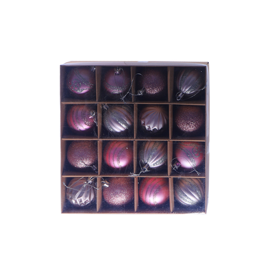 BOLA NAVIDEÑA DIFERENTES DISEÑOS 6CM 16PZS