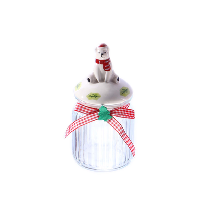 POTE NAVIDEÑO DE VIDRIO 7.7X14CM 300ML