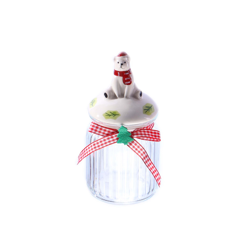 POTE NAVIDEÑO DE VIDRIO 7.7X14CM 300ML