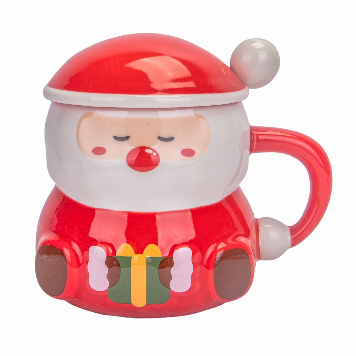 TAZA DE PORCELANA TE Y CAFE NAVIDEÑA  300ML REGALO VERDE