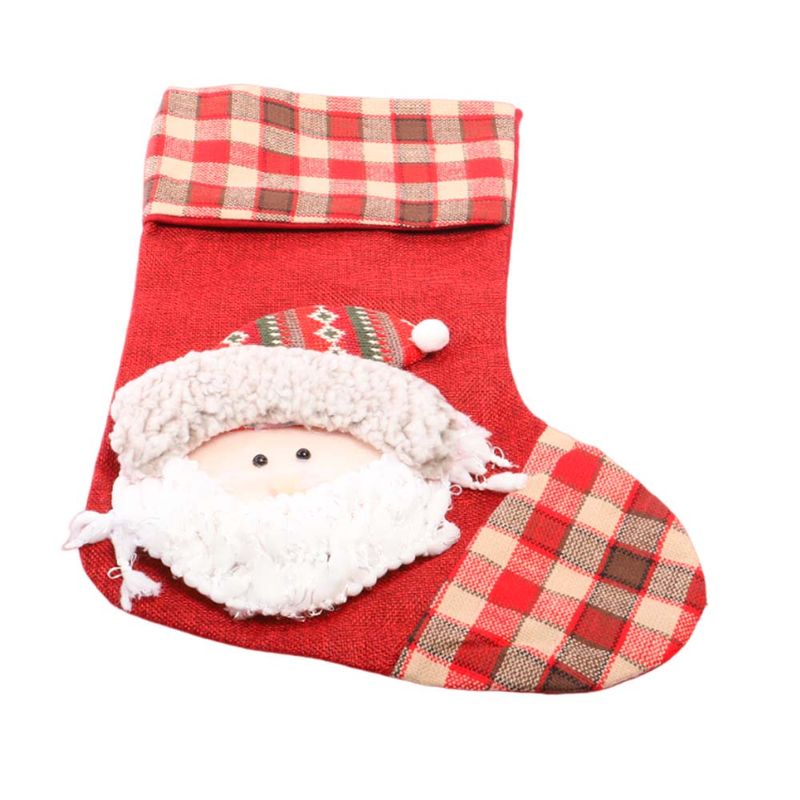 BOTA NAVIDEÑA CUADRILLE CON APLIQUE DE PAPÁ NOEL