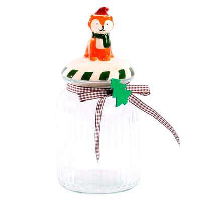 POTE NAVIDEÑO 10.8X22CM 1100ML DE VIDRIO