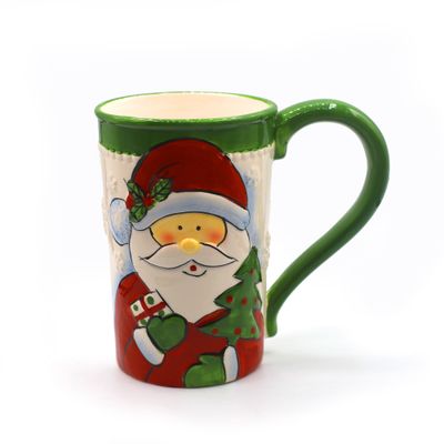 TAZA PORCELANA NAVIDEÑA PAPÁ NOEL VERDE 16.5X10X10.5CM