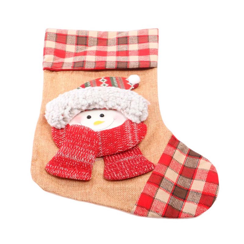 BOTA NAVIDEÑA CUADRILLE CON APLIQUE DE MUÑECO DE NIEVE
