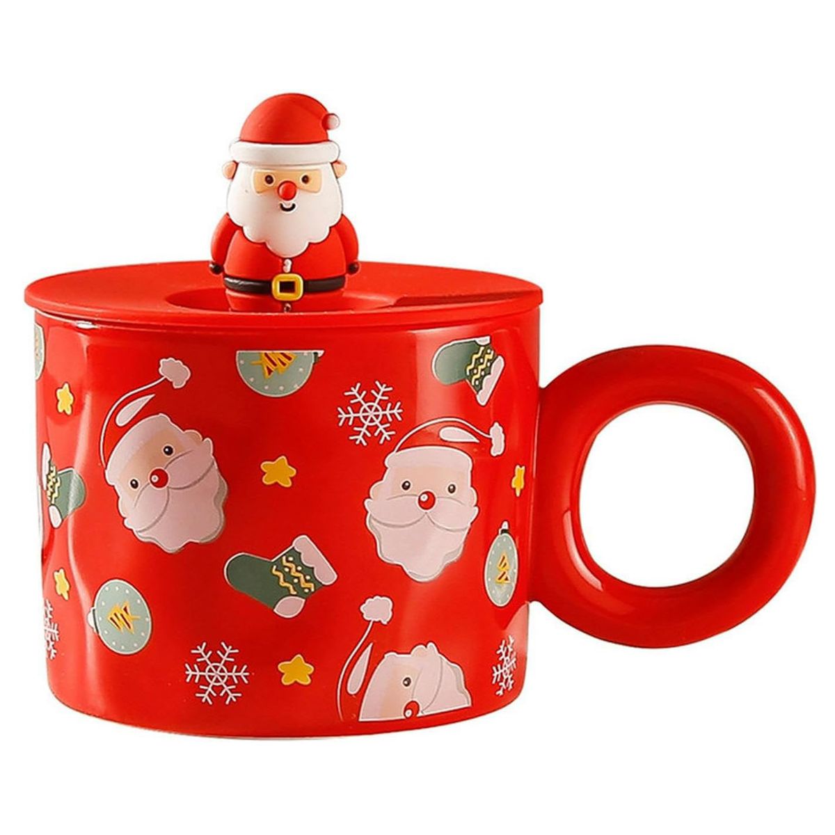 TAZA DE PORCELANA TE Y CAFE NAVIDEÑA  300ML ROJO PAPA NOEL