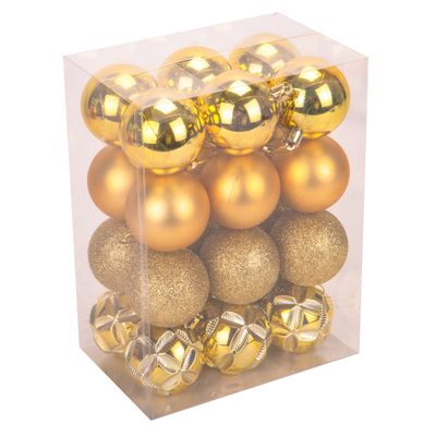 BOLA NAVIDEÑA DORADO DIFERENTES TEXTURAS 5CM 24PZS