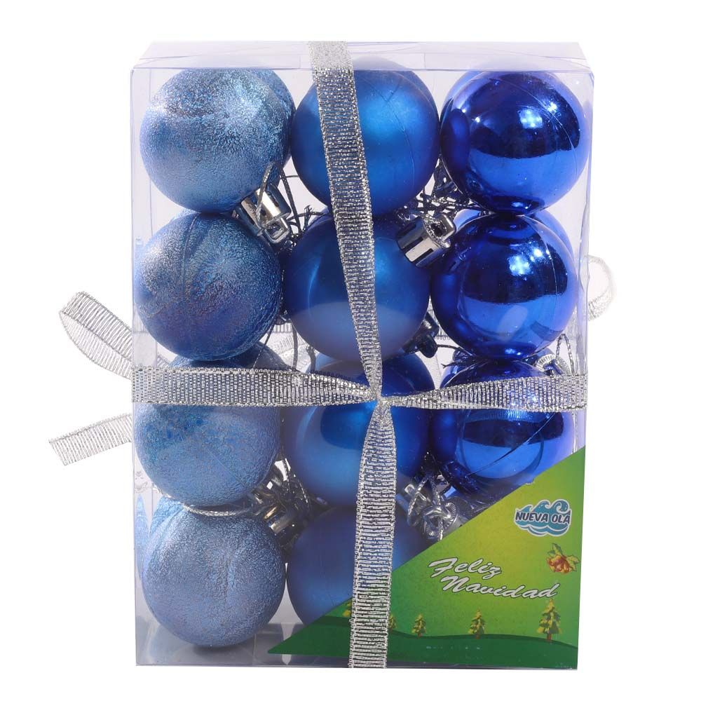 BOLA NAVIDEÑA DIFERENTES TONOS AD86103 4CM 24PZS 