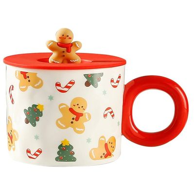 TAZA DE PORCELANA TE Y CAFE NAVIDEÑA  300ML BISCOITO BLANCO