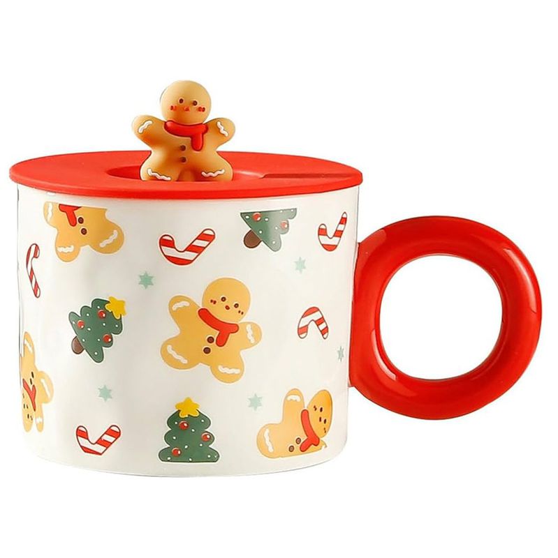 TAZA DE PORCELANA TE Y CAFE NAVIDEÑA  300ML BISCOITO BLANCO