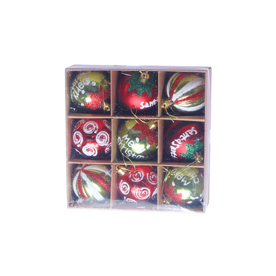 BOLA NAVIDEÑA DORADA COLORIDA 6CM 9PCS/SET