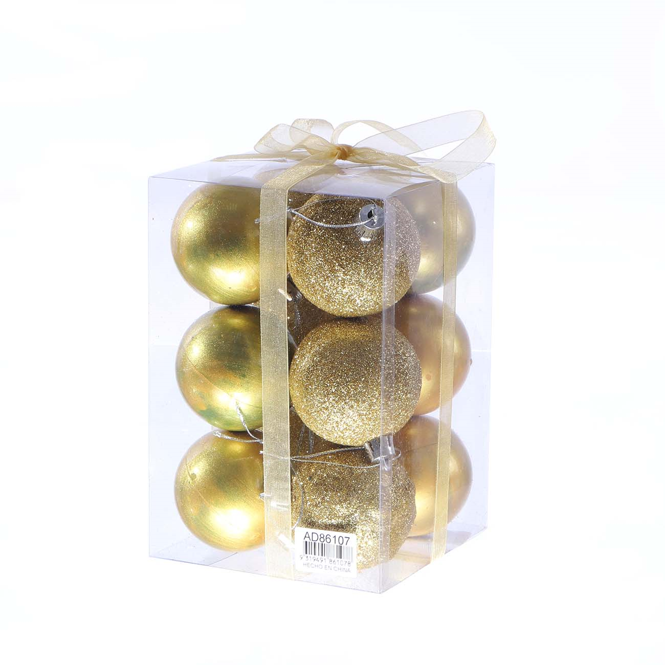 BOLA NAVIDEÑA  DORADO AD86107-D 12PZS 6CM