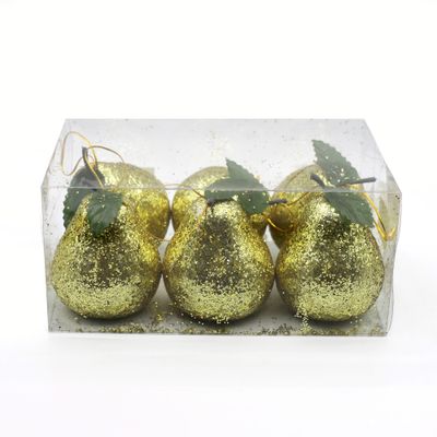 ADORNO COLGANTE NAVIDEÑO PERA  DORADA 7CM 6PZS 