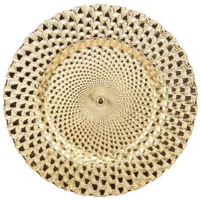 SOUSPLAT REDONDO TRABAJADO EN ALTO RELIEVE DORADO 33CM