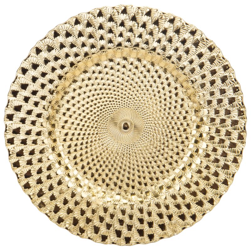 SOUSPLAT REDONDO TRABAJADO EN ALTO RELIEVE DORADO 33CM