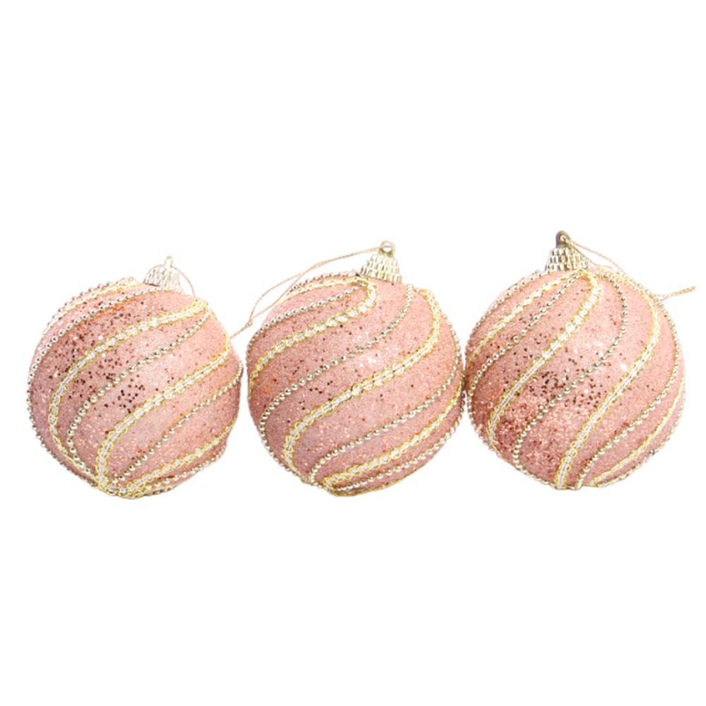 BOLA NAVIDEÑA DORADO CON DISEÑO 8CM 3PZ 