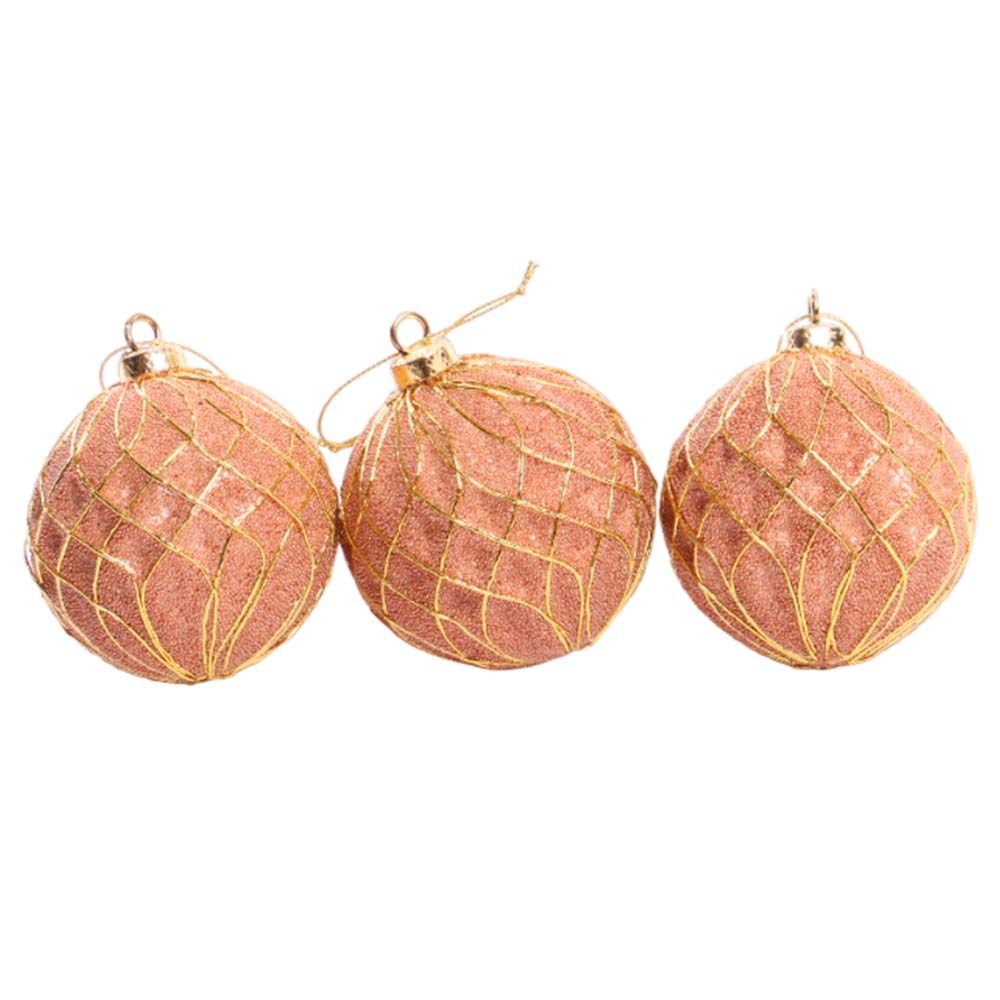BOLA NAVIDEÑA DORADO CON TEXTURA 8CM 3PZ