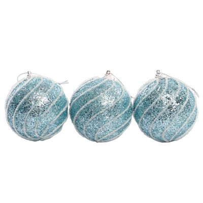 BOLA NAVIDEÑA CELSTE CON PLATA 8CM 3PZ
