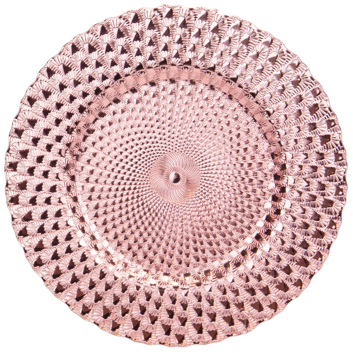 SOUSPLAT REDONDO DE LUJO TRABAJADO EN ALTO RELIEVE ROSE 33CM