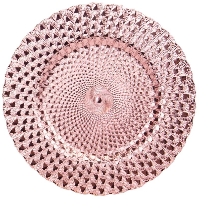 SOUSPLAT REDONDO DE LUJO TRABAJADO EN ALTO RELIEVE ROSE 33CM