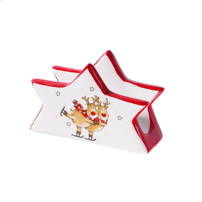SERVILLETERO NAVIDEÑO DE CERÁMICA 11.2X4.7X7.5CM