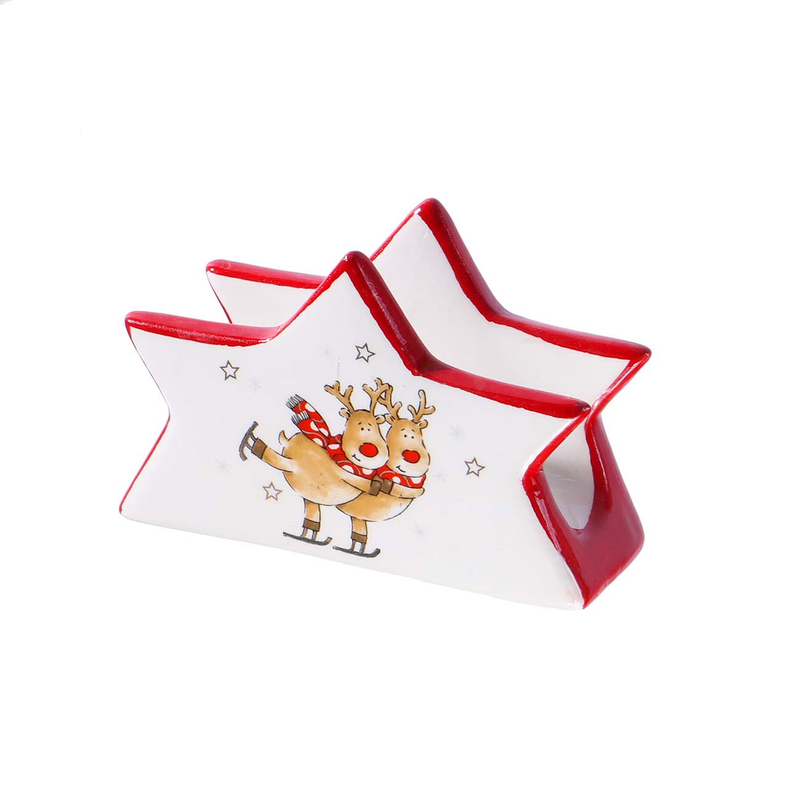 SERVILLETERO NAVIDEÑO DE CERÁMICA 11.2X4.7X7.5CM