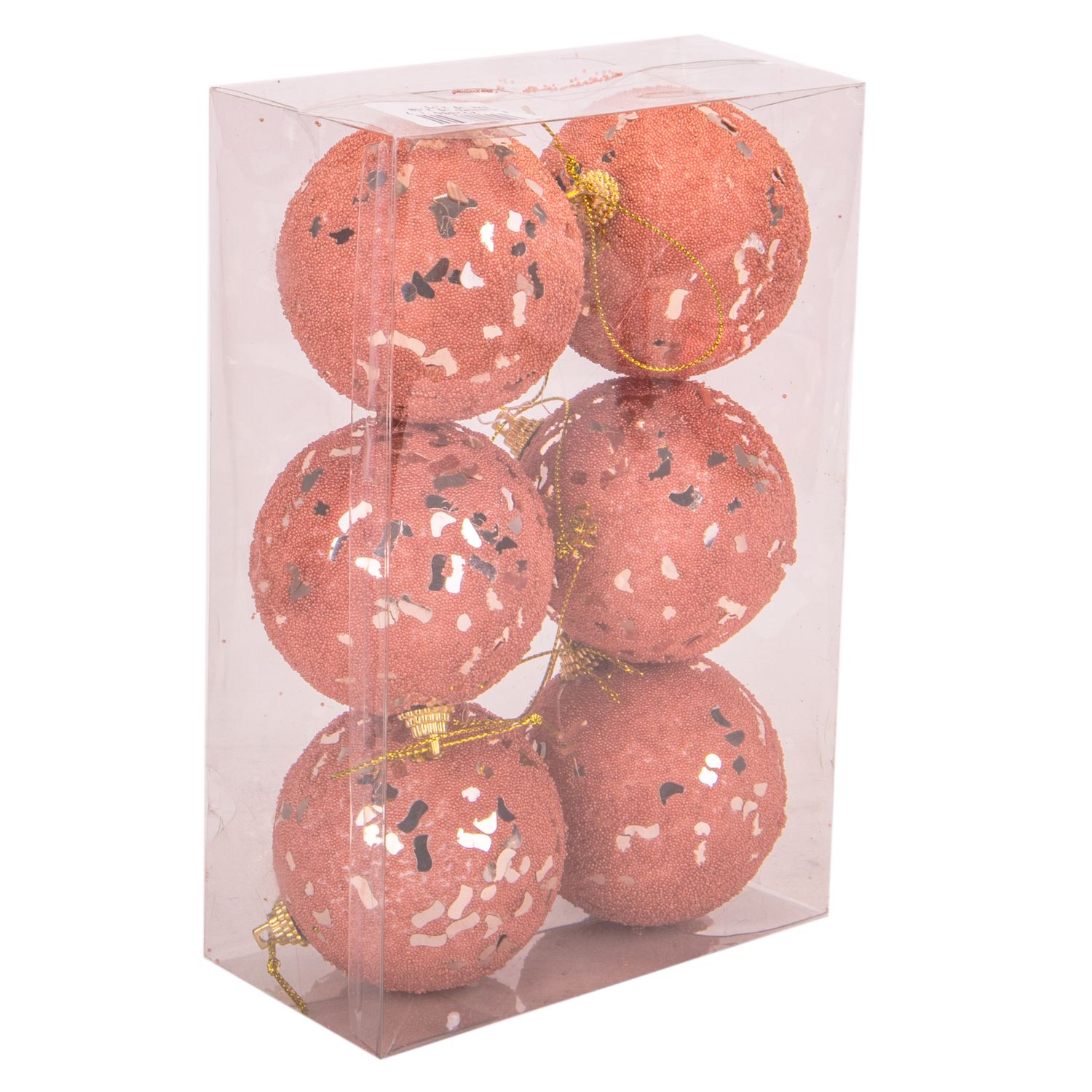 BOLA NAVIDEÑA CAJA 6PC  7CM ROSE GOLDEN