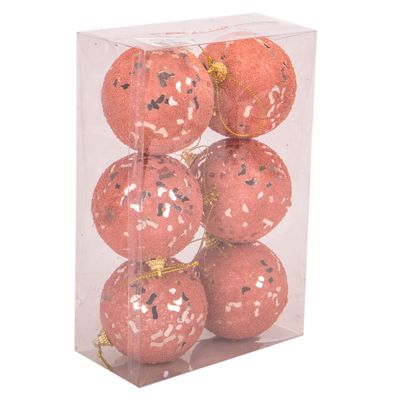 BOLA NAVIDEÑA CAJA 6PC  7CM ROSE GOLDEN
