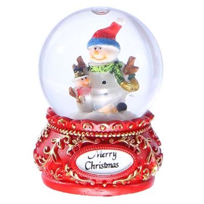 GLOBO DE NIEVE NAVIDEÑO ROJO MUÑECO DE NIEVE