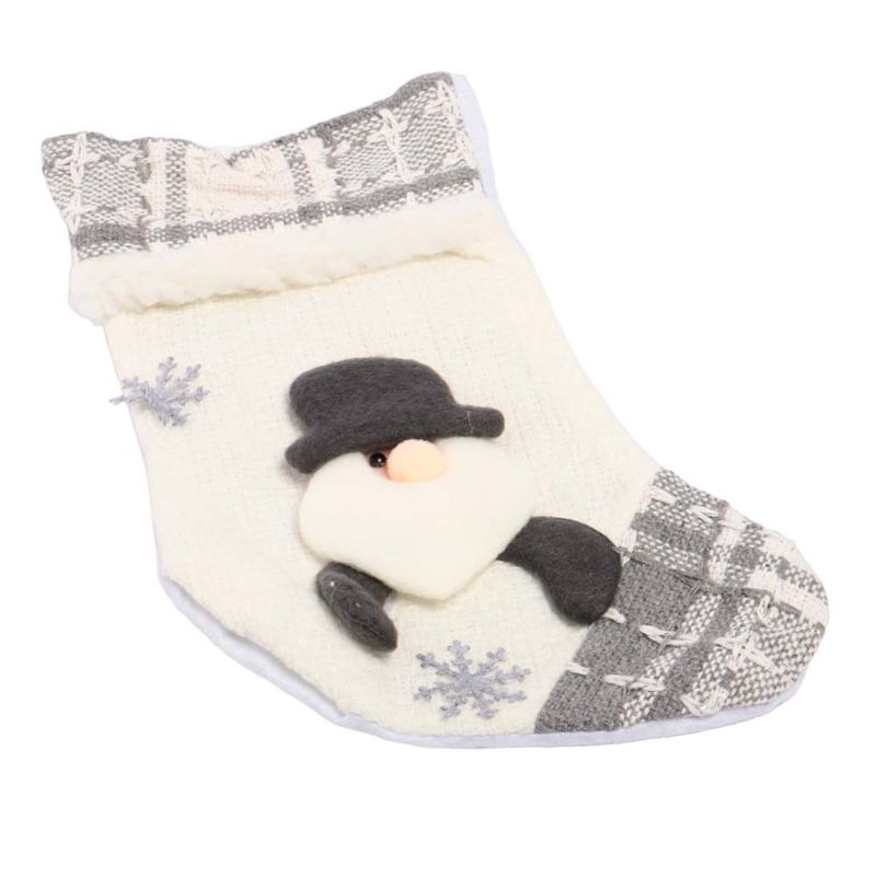 BOTA NAVIDEÑA GRIS APLIQUE PAPA NOEL