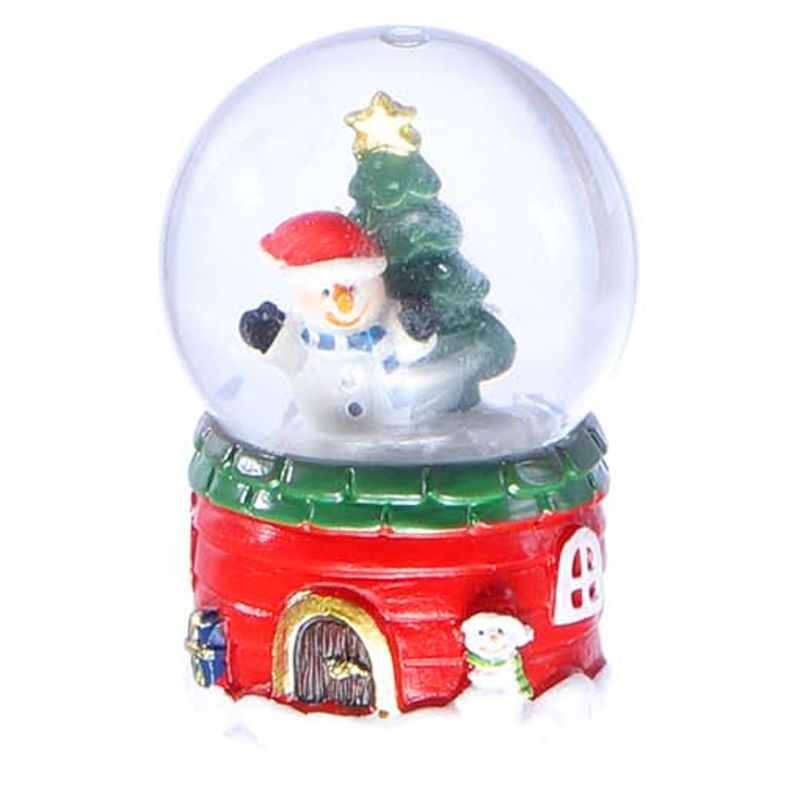 GLOBO DE NIEVE  NAVIDEÑO CASITA CON MUÑECO DE NIEVE