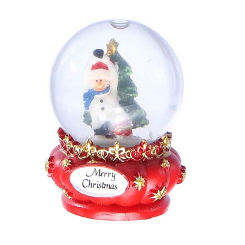 GLOBO DE NIEVE NAVIDEÑO ROJO MUÑECO DE NIEVE