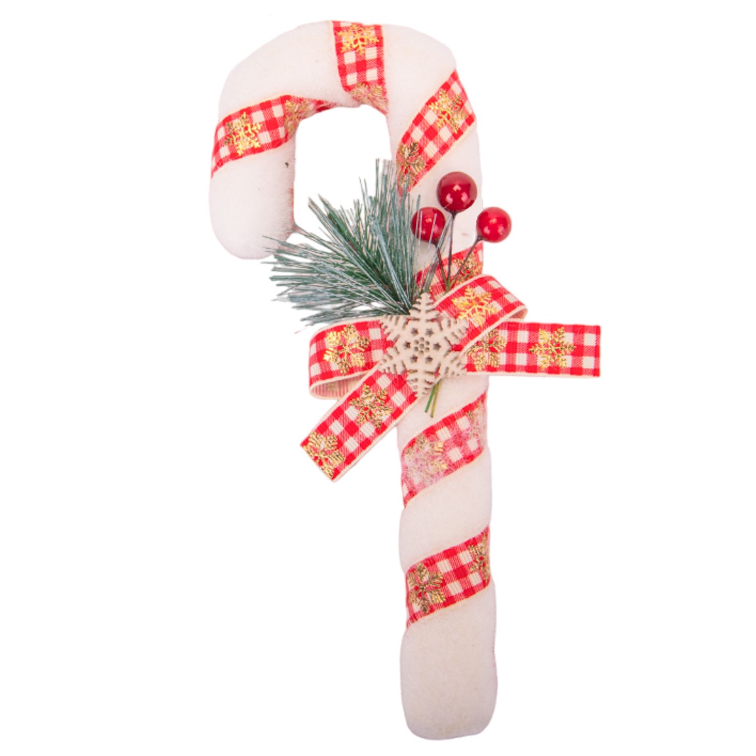 BASTON NAVIDEÑO CINTA ROJA AJEDRES