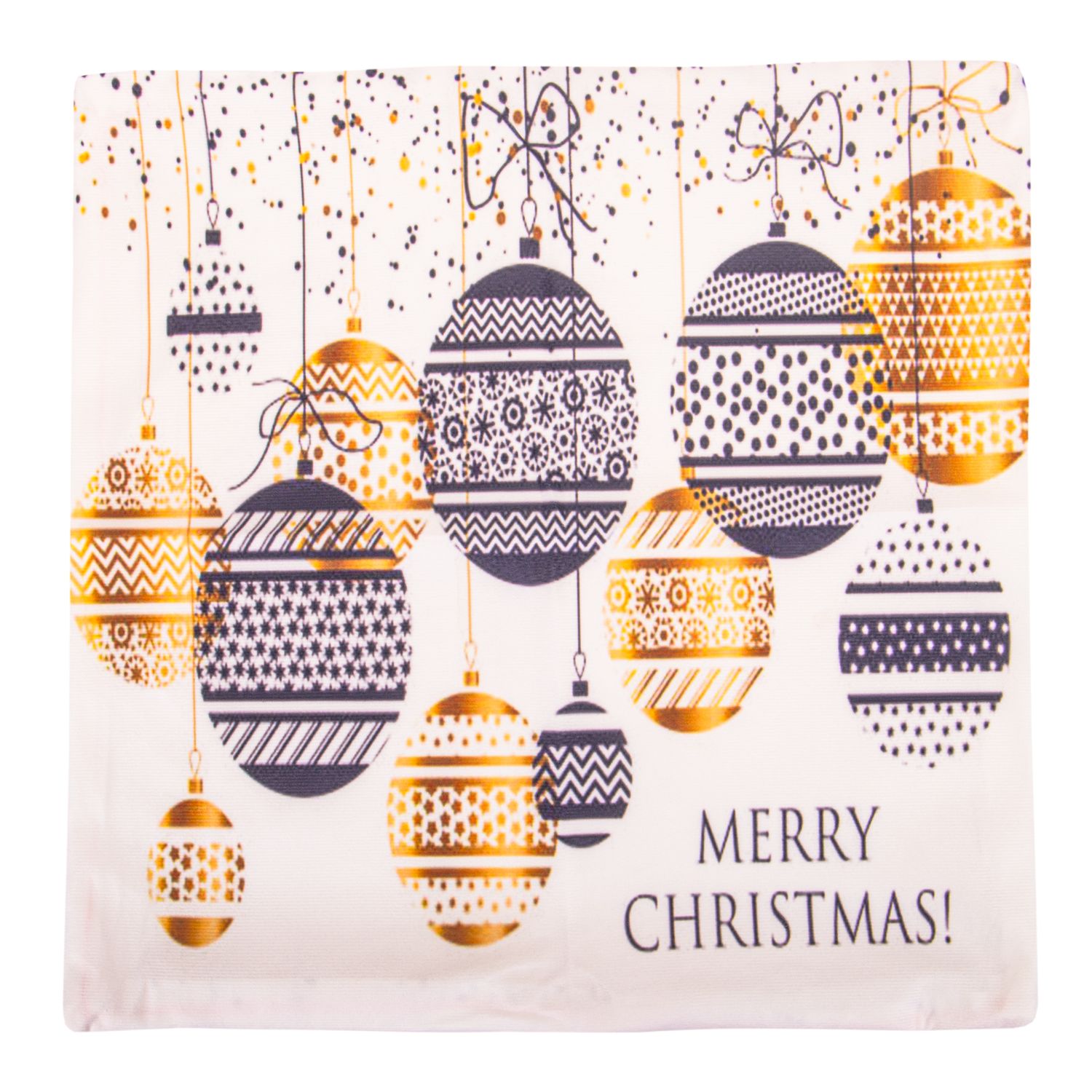 FUNDA PARA ALMOHADA PELOTAS DORADAS Y NEGRAS 45X45 CM