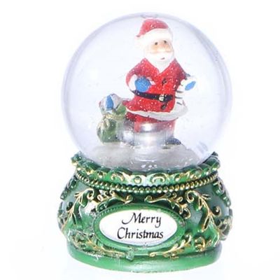 GLOBO DE NIEVE NAVIDEÑO VERDE PAPA NOEL
