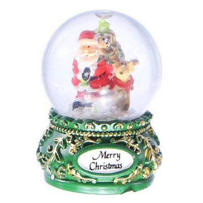 GLOBO DE NIEVE NAVIDEÑO VERDE PAPA NOEL Y RENO