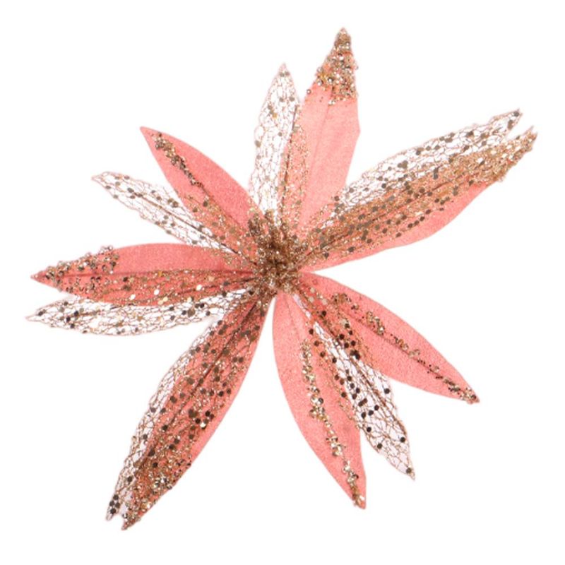 FLOR NAVIDEÑA ROSE Y DORADO