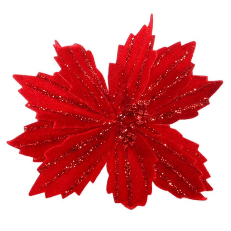 FLOR NAVIDEÑA ROJA CON RAYAS BRILLANTES