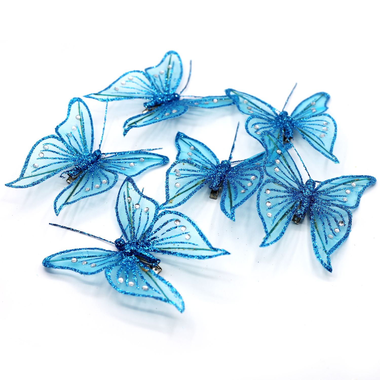 ADORNO MARIPOSAS 6 PIEZAS 8CM COLOR AZUL 